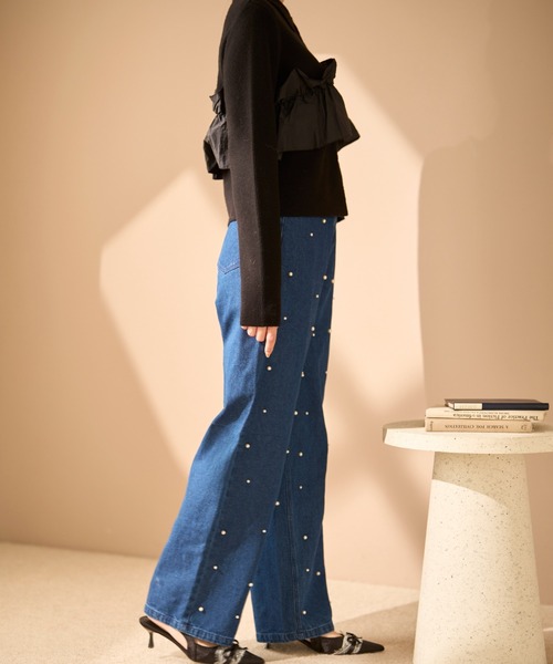 krahe（クレーエ）の「ラインストーンウォッシュデニムパンツ（デニムパンツ・レディース・ブラック/ネイビー/ライトブルー・MEDIUM/SMALL）」の6枚目の写真