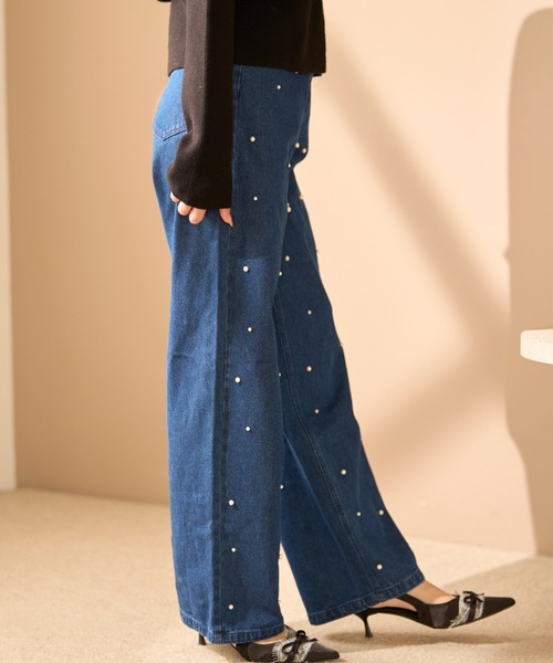 krahe（クレーエ）の「ラインストーンウォッシュデニムパンツ（デニムパンツ・レディース・ブラック/ネイビー/ライトブルー・MEDIUM/SMALL）」の7枚目の写真