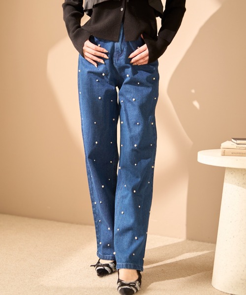 krahe（クレーエ）の「ラインストーンウォッシュデニムパンツ（デニムパンツ・レディース・ブラック/ネイビー/ライトブルー・MEDIUM/SMALL）」の13枚目の写真