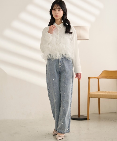 krahe（クレーエ）の「ラインストーンウォッシュデニムパンツ（デニムパンツ・レディース・ブラック/ネイビー/ライトブルー・MEDIUM/SMALL）」の10枚目の写真