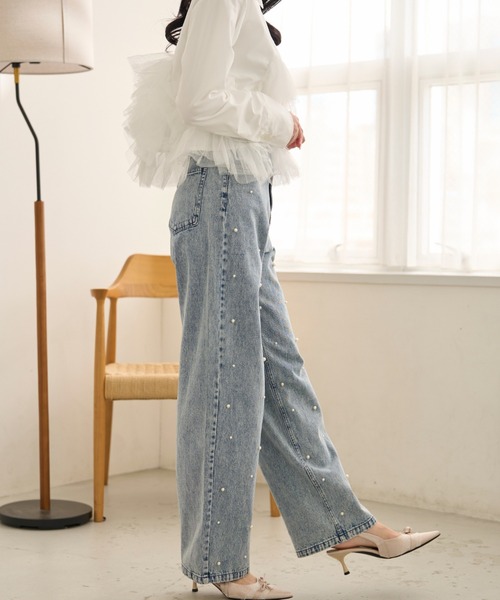 krahe（クレーエ）の「ラインストーンウォッシュデニムパンツ（デニムパンツ・レディース・ブラック/ネイビー/ライトブルー・MEDIUM/SMALL）」の11枚目の写真