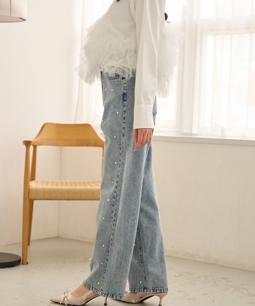 krahe（クレーエ）の「ラインストーンウォッシュデニムパンツ（デニムパンツ・レディース・ブラック/ネイビー/ライトブルー・MEDIUM/SMALL）」の12枚目の写真