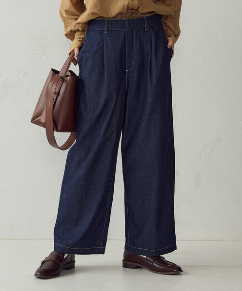 COMME CA MODELS(コムサモデルズ)の「デニムワイドパンツ(デニムパンツ・レディース・ブラック/インディゴブルー・X-LARGE/LARGE/MEDIUM/SMALL/X-SMALL)」の2枚目の写真