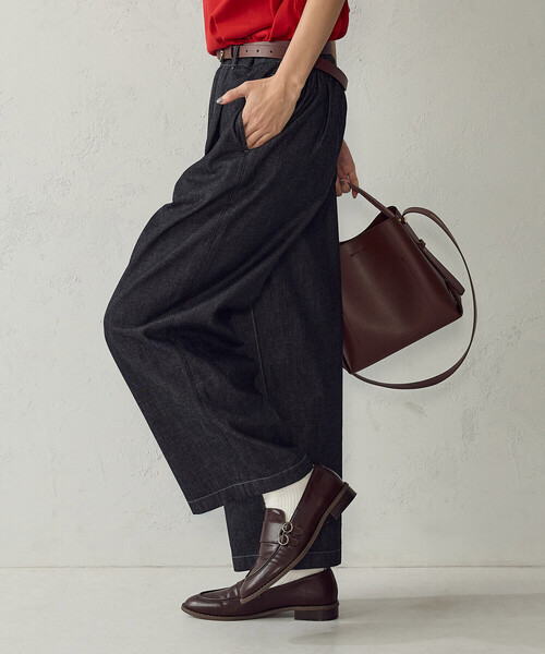 COMME CA MODELS(コムサモデルズ)の「デニムワイドパンツ(デニムパンツ・レディース・ブラック/インディゴブルー・X-LARGE/LARGE/MEDIUM/SMALL/X-SMALL)」の6枚目の写真