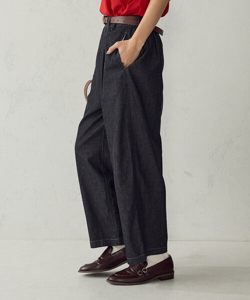 COMME CA MODELS(コムサモデルズ)の「デニムワイドパンツ(デニムパンツ・レディース・ブラック/インディゴブルー・X-LARGE/LARGE/MEDIUM/SMALL/X-SMALL)」の8枚目の写真