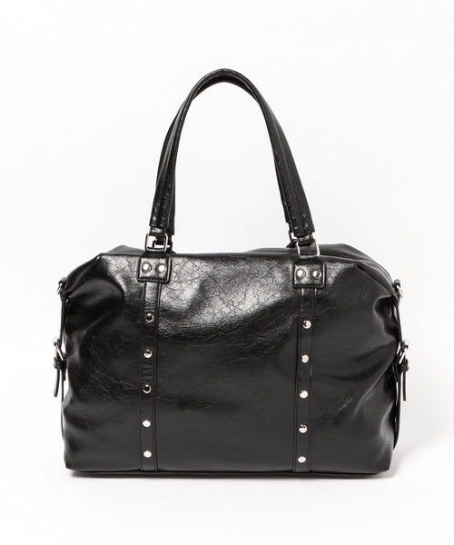 PAGEBOY(ページボーイ)の「スタッズBIGボストンバッグ【500mlペットボトル/A4ファイル/PC収納可能/2WAY】(ボストンバッグ・レディース・ブラック・FREE)」の3枚目の写真