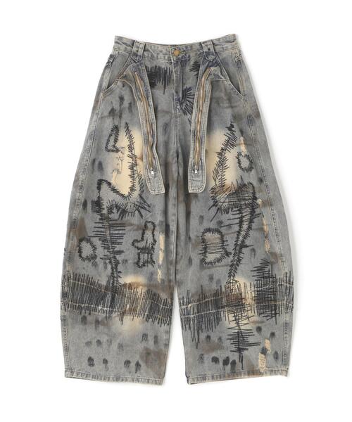 L.H.P(エルエイチピー)の「MAVYTH/メヴィス/W-ZIP EMBROIDERY WIDE DENIM PANT(デニムパンツ・レディース・ブルー系その他3・L/M)」の5枚目の写真