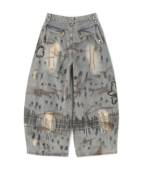 L.H.P(エルエイチピー)の「MAVYTH/メヴィス/W-ZIP EMBROIDERY WIDE DENIM PANT(デニムパンツ・レディース・ブルー系その他3・L/M)」の6枚目の写真