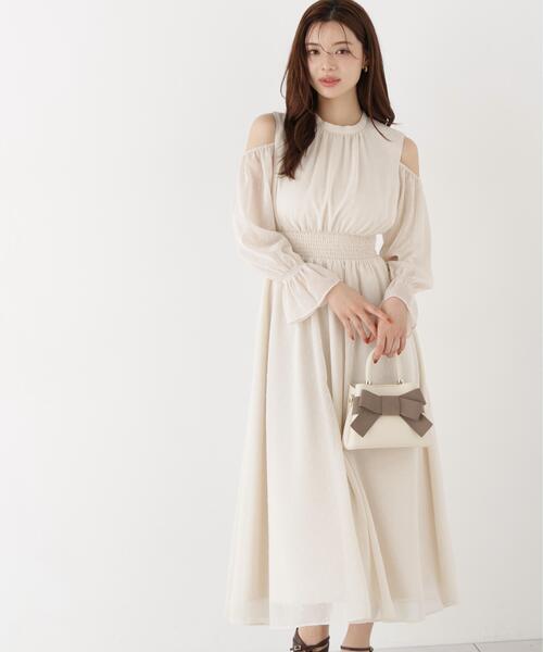 PROPORTION BODY DRESSING(プロポーションボディドレッシング)の「オープンショルダーワンピース / 1216240903(ワンピース・レディース・ブラウン系その他/ホワイト系その他・MEDIUM/P/S)」の3枚目の写真