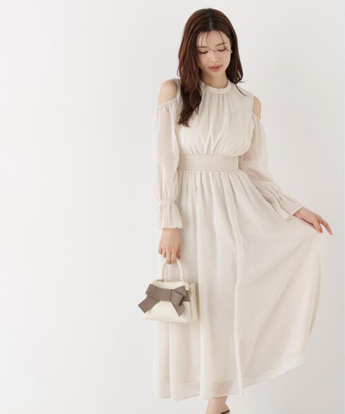 PROPORTION BODY DRESSING(プロポーションボディドレッシング)の「オープンショルダーワンピース / 1216240903(ワンピース・レディース・ブラウン系その他/ホワイト系その他・MEDIUM/P/S)」の4枚目の写真