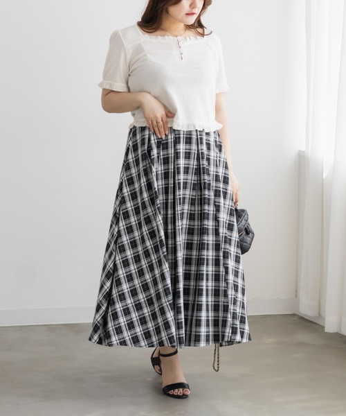 CLETTE(クレット)の「ラインストーン付きフリルトップス(Tシャツ/カットソー・レディース・ネイビー/サックスブルー/オフホワイト・3L/LL/4L)」の15枚目の写真