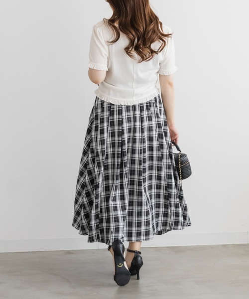 CLETTE(クレット)の「ラインストーン付きフリルトップス(Tシャツ/カットソー・レディース・ネイビー/サックスブルー/オフホワイト・3L/LL/4L)」の5枚目の写真