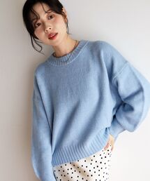 《WEB限定》イージーケア/ウォッシャブルワイドクルーネックニット