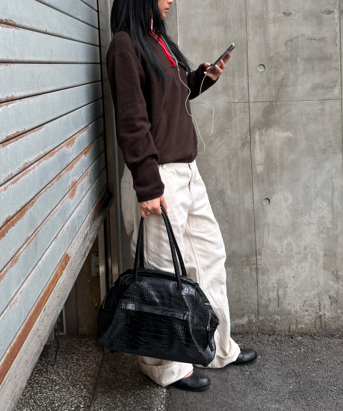 CHRISTINE PROJECT(クリスティンプロジェクト)の「TWO ZIPPER BAG CROC ORIGINAL(BLACK PEPPER)(ショルダーバッグ・レディース・その他・FREE)」の3枚目の写真