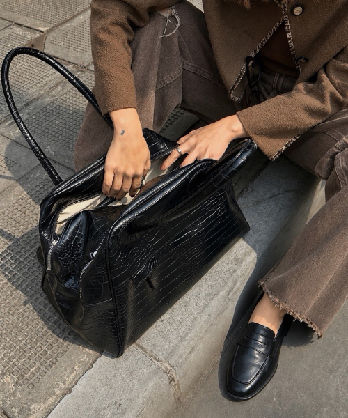 CHRISTINE PROJECT(クリスティンプロジェクト)の「TWO ZIPPER BAG CROC ORIGINAL(BLACK PEPPER)(ショルダーバッグ・レディース・その他・FREE)」の5枚目の写真