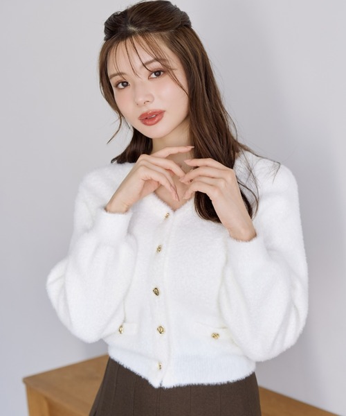 MISCH MASCH(ミッシュマッシュ)の「2026秋冬新作 シャギーVネックカーディガン(カーディガン/ボレロ・レディース・ホワイト/ブルー/ブラウン/ワイン/ピンク・フリ-)」の6枚目の写真