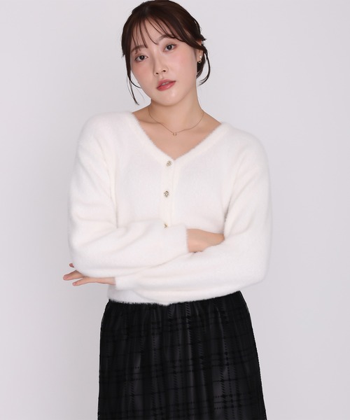 MISCH MASCH(ミッシュマッシュ)の「2026秋冬新作 シャギーVネックカーディガン(カーディガン/ボレロ・レディース・ホワイト/ブルー/ブラウン/ワイン/ピンク・フリ-)」の13枚目の写真