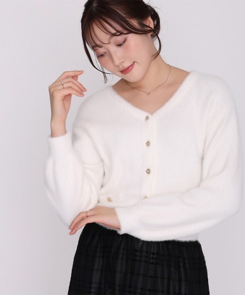 MISCH MASCH(ミッシュマッシュ)の「2026秋冬新作 シャギーVネックカーディガン(カーディガン/ボレロ・レディース・ホワイト/ブルー/ブラウン/ワイン/ピンク・フリ-)」の10枚目の写真