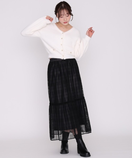 MISCH MASCH(ミッシュマッシュ)の「2026秋冬新作 シャギーVネックカーディガン(カーディガン/ボレロ・レディース・ホワイト/ブルー/ブラウン/ワイン/ピンク・フリ-)」の14枚目の写真