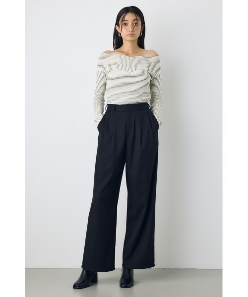AZUL by moussy(アズールバイマウジー)の「【大人気シリーズ】VENUSワイドツータックパンツ 秋服 冬服 美脚 足長 細見え 着心地◎【身長/骨格別着用画像あり】(スラックス・レディース・ブラウン/ブラック/杢グレー・LARGE/MEDIUM/SMALL)」の11枚目の写真