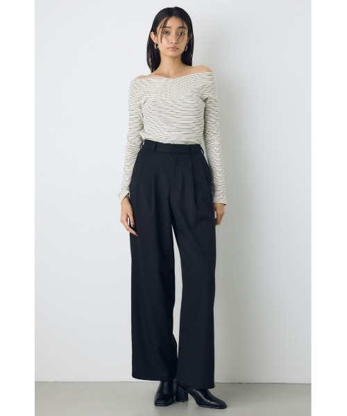 AZUL by moussy(アズールバイマウジー)の「【大人気シリーズ】VENUSワイドツータックパンツ 秋服 冬服 美脚 足長 細見え 着心地◎【身長/骨格別着用画像あり】(スラックス・レディース・ブラウン/ブラック/杢グレー・LARGE/MEDIUM/SMALL)」の12枚目の写真