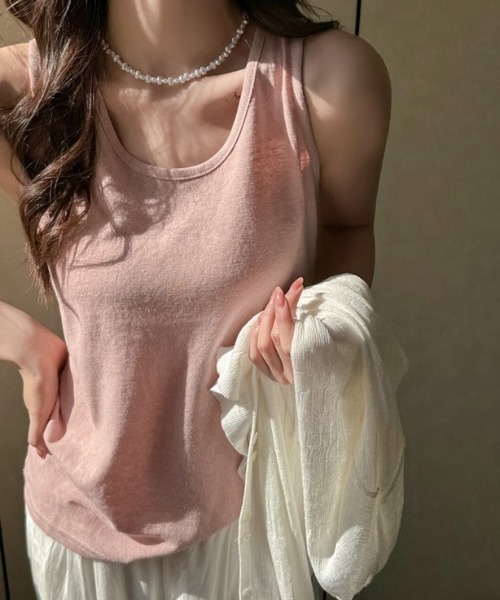 JOCOSA(ジョコサ)の「オーバーサイズ シアータンクトップ(タンクトップ・レディース・イエロー/ピンク/ベージュ/ブラック/ホワイト・XL/S/M/L)」の5枚目の写真