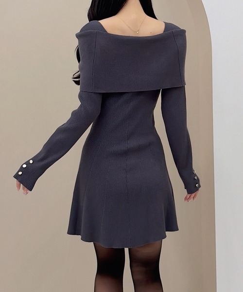SOELA（ソエラ）の「【SOELA】オフショルミニニットワンピース／WEB限定（ワンピース・レディース・ブラック/チャコールグレー/ボルドー・M）」の10枚目の写真