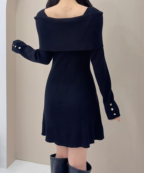 SOELA（ソエラ）の「【SOELA】オフショルミニニットワンピース／WEB限定（ワンピース・レディース・ブラック/チャコールグレー/ボルドー・M）」の7枚目の写真