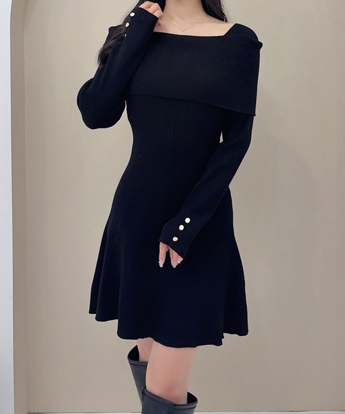 SOELA（ソエラ）の「【SOELA】オフショルミニニットワンピース／WEB限定（ワンピース・レディース・ブラック/チャコールグレー/ボルドー・M）」の21枚目の写真