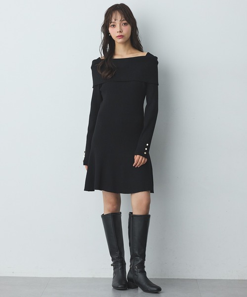 SOELA（ソエラ）の「【SOELA】オフショルミニニットワンピース／WEB限定（ワンピース・レディース・ブラック/チャコールグレー/ボルドー・M）」の19枚目の写真