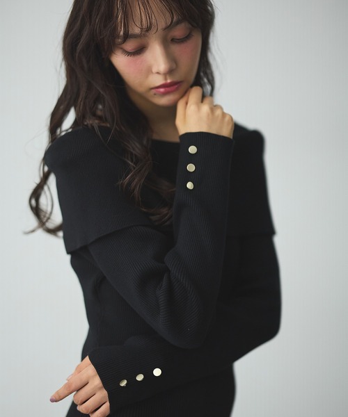 SOELA（ソエラ）の「【SOELA】オフショルミニニットワンピース／WEB限定（ワンピース・レディース・ブラック/チャコールグレー/ボルドー・M）」の20枚目の写真