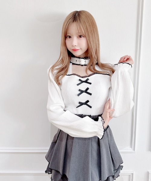 MA*RS(アメーバーマーズ)の「ハートベルト付きテレコトップス(Tシャツ/カットソー・レディース・ホワイト/ピンク/ブラック・FREE)」の21枚目の写真