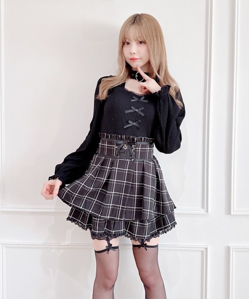 MA*RS(アメーバーマーズ)の「ハートベルト付きテレコトップス(Tシャツ/カットソー・レディース・ホワイト/ピンク/ブラック・FREE)」の5枚目の写真