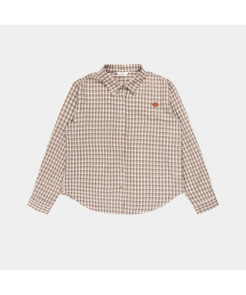 PIGMENT（ピグメント）の「タントンガーゼチェックバクシシャツ/シャツ (KYNB2607018)（シャツ/ブラウス・レディース・ブラウン/ワイン・FREE）」の2枚目の写真