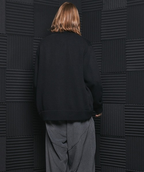 MAISON SPECIAL(メゾンスペシャル)の「《UNISEX》アシンメトリーフロントジップMA-1ディティールプライムオーバードライバーズニット/Asymmetric Front-Zip MA-1 Detail Prime-Over Driver's Knit【MAISON SPECIAL/メゾンスペシャル】(カーディガン/ボレロ・メンズ・ブルー/ライトグレー/ブラック・0/2/1)」の11枚目の写真