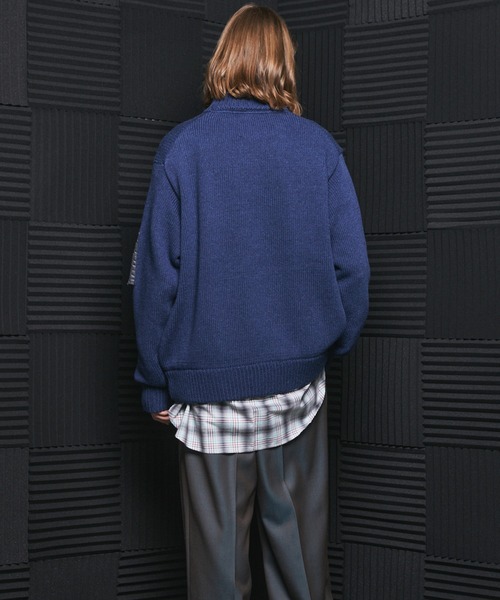 MAISON SPECIAL(メゾンスペシャル)の「《UNISEX》アシンメトリーフロントジップMA-1ディティールプライムオーバードライバーズニット/Asymmetric Front-Zip MA-1 Detail Prime-Over Driver's Knit【MAISON SPECIAL/メゾンスペシャル】(カーディガン/ボレロ・メンズ・ブルー/ライトグレー/ブラック・0/2/1)」の17枚目の写真
