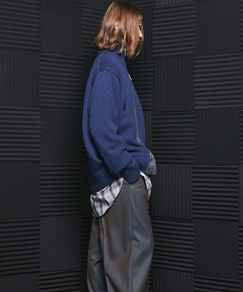 MAISON SPECIAL(メゾンスペシャル)の「《UNISEX》アシンメトリーフロントジップMA-1ディティールプライムオーバードライバーズニット/Asymmetric Front-Zip MA-1 Detail Prime-Over Driver's Knit【MAISON SPECIAL/メゾンスペシャル】(カーディガン/ボレロ・メンズ・ブルー/ライトグレー/ブラック・0/2/1)」の16枚目の写真