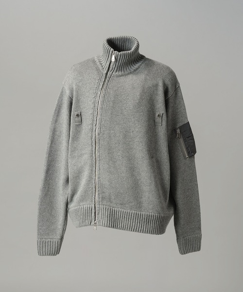 MAISON SPECIAL(メゾンスペシャル)の「《UNISEX》アシンメトリーフロントジップMA-1ディティールプライムオーバードライバーズニット/Asymmetric Front-Zip MA-1 Detail Prime-Over Driver's Knit【MAISON SPECIAL/メゾンスペシャル】(カーディガン/ボレロ・メンズ・ブルー/ライトグレー/ブラック・0/2/1)」の19枚目の写真