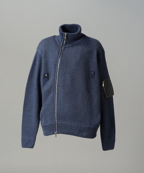 MAISON SPECIAL(メゾンスペシャル)の「《UNISEX》アシンメトリーフロントジップMA-1ディティールプライムオーバードライバーズニット/Asymmetric Front-Zip MA-1 Detail Prime-Over Driver's Knit【MAISON SPECIAL/メゾンスペシャル】(カーディガン/ボレロ・メンズ・ブルー/ライトグレー/ブラック・0/2/1)」の20枚目の写真