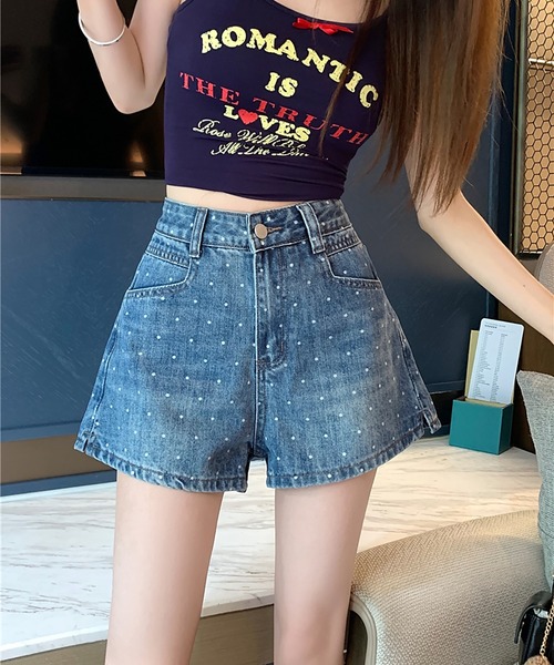 Girly Doll（ガーリードール）の「ドット柄デニムショートパンツ（その他パンツ・レディース・ブルー・M/L）」の11枚目の写真