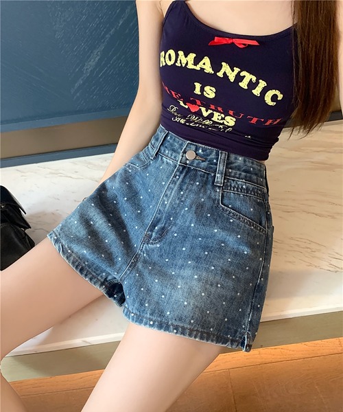 Girly Doll（ガーリードール）の「ドット柄デニムショートパンツ（その他パンツ・レディース・ブルー・M/L）」の9枚目の写真