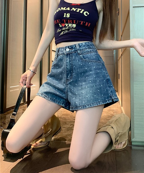 Girly Doll（ガーリードール）の「ドット柄デニムショートパンツ（その他パンツ・レディース・ブルー・M/L）」の7枚目の写真