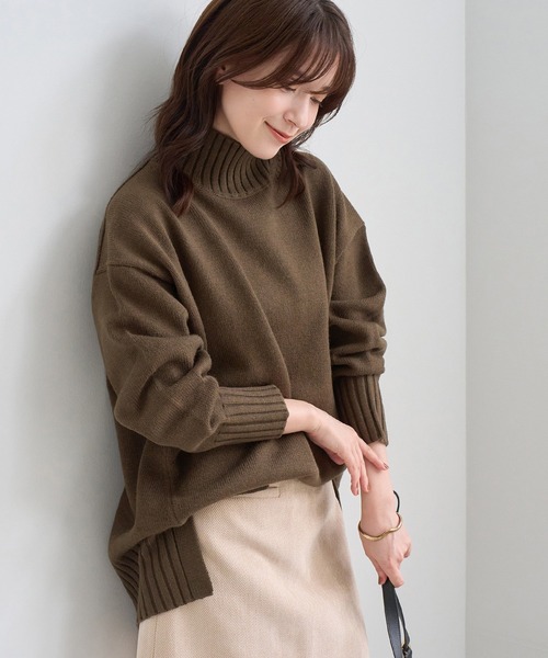 ROPE' PICNIC(ロペピクニック)の「【WEB限定】サイドスリットニットハイネックプルオーバー/イージーケア(ニット/セーター・レディース・キナリ/ライトグレー/サックスブルー/ピンク/ダークブラウン/グレー系その他・FREE)」の16枚目の写真
