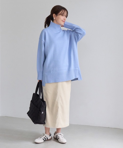 ROPE' PICNIC(ロペピクニック)の「【WEB限定】サイドスリットニットハイネックプルオーバー/イージーケア(ニット/セーター・レディース・キナリ/ライトグレー/サックスブルー/ピンク/ダークブラウン/グレー系その他・FREE)」の18枚目の写真