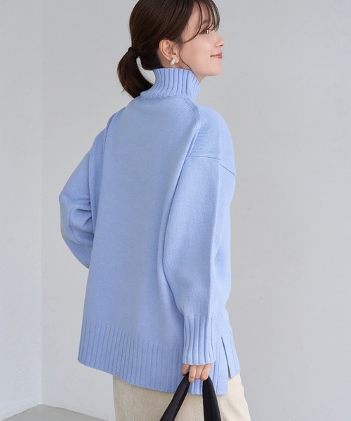 ROPE' PICNIC(ロペピクニック)の「【WEB限定】サイドスリットニットハイネックプルオーバー/イージーケア(ニット/セーター・レディース・キナリ/ライトグレー/サックスブルー/ピンク/ダークブラウン/グレー系その他・FREE)」の8枚目の写真