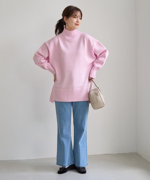 ROPE' PICNIC(ロペピクニック)の「【WEB限定】サイドスリットニットハイネックプルオーバー/イージーケア(ニット/セーター・レディース・キナリ/ライトグレー/サックスブルー/ピンク/ダークブラウン/グレー系その他・FREE)」の10枚目の写真