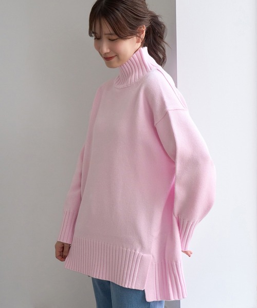 ROPE' PICNIC(ロペピクニック)の「【WEB限定】サイドスリットニットハイネックプルオーバー/イージーケア(ニット/セーター・レディース・キナリ/ライトグレー/サックスブルー/ピンク/ダークブラウン/グレー系その他・FREE)」の12枚目の写真