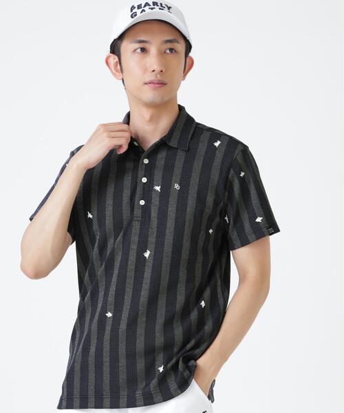 PEARLY GATES(パーリーゲイツ)の「Peメッシュストライプニット半袖ポロシャツ (MENS)(ポロシャツ・メンズ・グレー系その他/ブルー系その他・X-LARGE/MEDIUM/LARGE)」の3枚目の写真