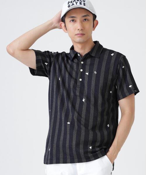 PEARLY GATES(パーリーゲイツ)の「Peメッシュストライプニット半袖ポロシャツ (MENS)(ポロシャツ・メンズ・グレー系その他/ブルー系その他・X-LARGE/MEDIUM/LARGE)」の4枚目の写真