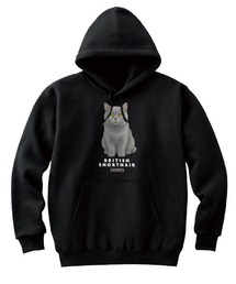 Moftique(モフティック) プルパーカー スウェット 裏毛 ブリティッシュショートヘア キャット ペット アニマル プリント トップス メンズ ユニセックス